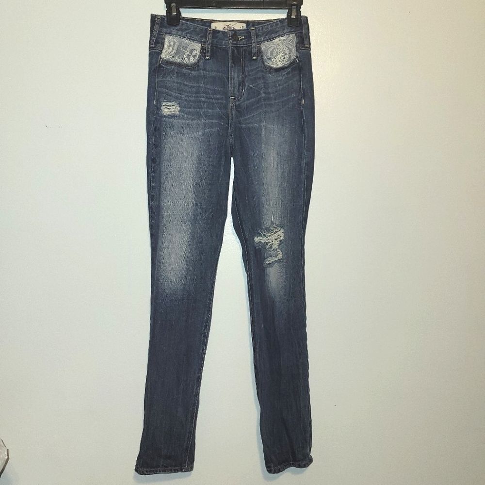 Hollister Lace Distressed Skinny Jeans 3 26